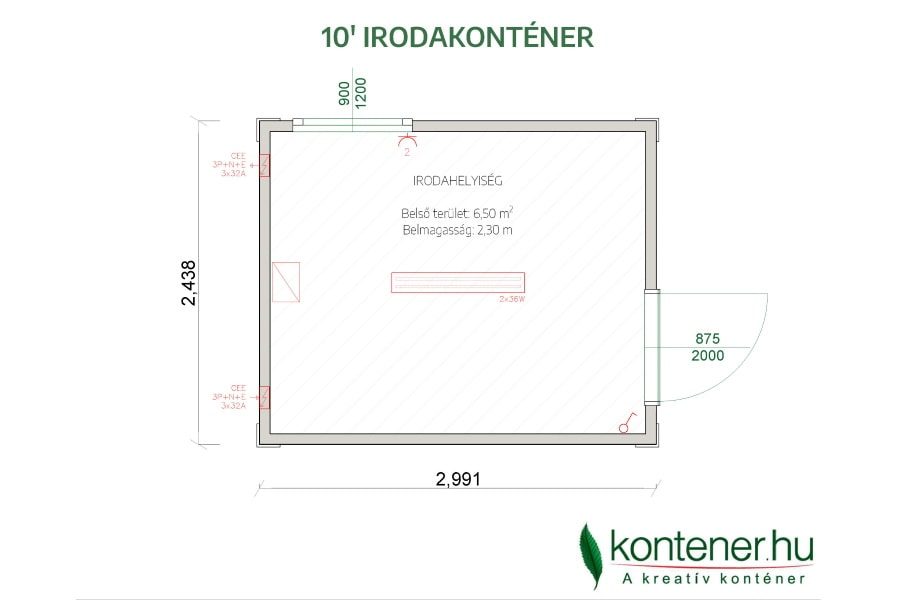 Őrkonténer alaprajz